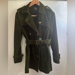 NWT L.L. Bean Olive Corduroy Double-Breasted Coat sz S